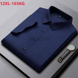 Men's Dress Shirts High Quality Summer Men Short Sleeve Plus Size 12XL Formal Office Shirt Navy Blue Wedding Stage Busines 10XL 8XLMen's