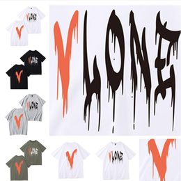 New mens t-shirts Fashion brand vlones half sleeve big V butterfly print loose short sleeve men's and women's loose hip hop T-shirt