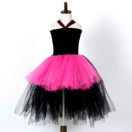 Girl's Dresses Girls Hot Pink Dress Rock Star Come Children's Fantasy Tutu Dress Cosplay Performance Come Carnival Ball Gown For Party