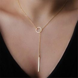 Pendant Necklaces Test Fashion Casual Personality Circle Lariat Gold Colour Necklace High Quality Simple Choker Women