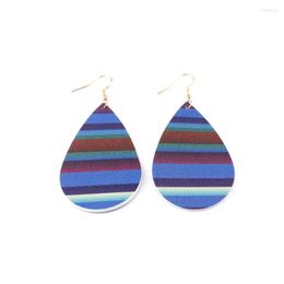 Dangle Earrings Fashion Colored Fringe Teardrop Leather For Women Colorful Stripe Water Drop Earring