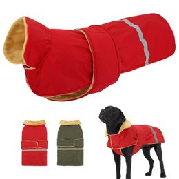 Dog Apparel Winter Jacket Clothes Waterproof Reflective Big Coat Soft High Collar Pet Clothing For Medium Large Dogs PitbullDog