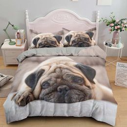 Bedding Sets Trendy Puppy Pug Hippie Boho Style Pet Duvet Cover Set