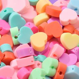 Love Heart Loose Beads for Bracelets Making Polymer Clay Solid Colour Women Fashion Jewellery Necklace Diy Kits Girls Kids Crafts Bead