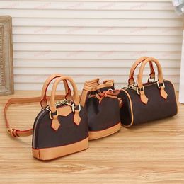 3 PCS Tote bag Fashion Designer Double Zipper Square Handbags Binding Opening Bucket Handbag Barrel Shaped Totes Luxury Embossed Printing Flower Grid