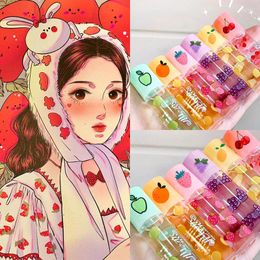 Lip Gloss 6 Colors Roll-on Fruit Oil Moisturizing Mirror Transparent Long Lasting Hydrating