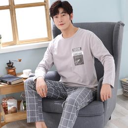 Men's Sleepwear High Quality Men 2PCS Shirt&Pant Sleep Pajama Set Plus Size 3XL Home Wear Loose Male Cotton Pijama Night Clothes Suit