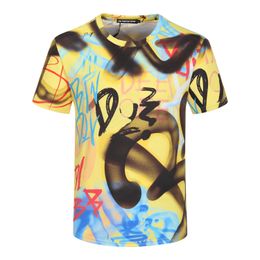 Mens T-Shirts Men's Cotton T-shirt With Spray-paint Graffiti Print - Multicolor 68627