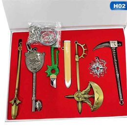 6Pcs lot Japan Nanatsu no Taizai Dragon's Sin of Wrath Sword Keychains Anime The Seven Deadly Sins Escanor Axe Keyring Holder2258