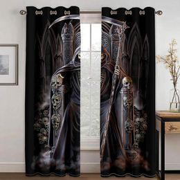 Curtain Thin 3D Printed Death Holding A Scythe Throne Window Curtains In The Living Room And Bedroom