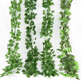 Decorative Flowers 2.3m Artificial Plants Rattan Green Leaves Ivy Vine DIY Hanging Garland For Birthday Party Home Decor