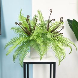 Decorative Flowers 45cm 12Heads Tropical Palm Plants Artificial Persian Bouquet Wall Leaves Plastic Fern Grass Fake Jungle Tree For Garden