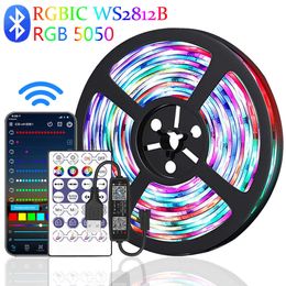 LED Strips 1M-30M LED Strip Lights RGBIC WS2812B/RGB 5050 Luces Led Bluetooth Ribbon TV Desktop Computer BackLight Room Decorate Fita Lamp P230315