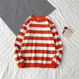 Men's Hoodies & Sweatshirts Fashion Autumn Winter Round Neck Striped Sweatshirt Hip Hop Casual Harajuku Oversized Pullover Tops Long Sleeve