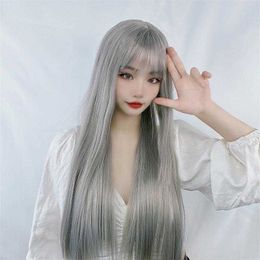 Wholesale Wig For Women Granny Grey Long Straight Hair Product