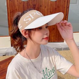 Wide Brim Hats Summer Breathable Air Sun Large Women Adjustable Visor UV Protection Top Empty Letter Sport Running Sunscreen Caps