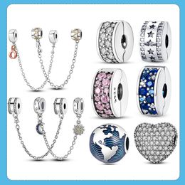 925 silver Fit Pandora Original charms DIY Pendant women Bracelets beads Clip Safey Chain Stopper Charms