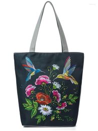 Evening Bags Retro Embroidery Floral Bird Printed Handbags For Women Fashion Classic Shoulder With Zipper Tote Bag Casual Travel