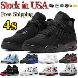 Free shipping 4 4s Basketball Shoes Local Warehouse Men Women Black Cat Military Black University Blue Red Thunder Bred Sport Sn