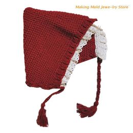 Beanies Beanie/Skull Caps Crochet Beanie Country Style Knitted Lolita Hat Winter Earflap Po Props 45BCBeanie/Skull Elob22