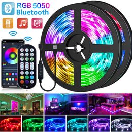 LED Strips 5050 RGB LED Strip Lights 5V USB Bluetooth 1M-20M Led Light Flexible Ribbon Diode Tape For Room Decoration TV BackLight P230315