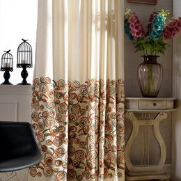 Curtain & Drapes Memory Curtains For Living Dining Room Bedroom Ring-Simple And Modern Cotton Linen Fabric Embroidered Embroidery