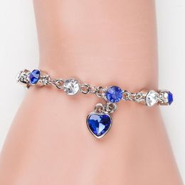 Charm Bracelets QiLuxy Korean Style Love Heart Rhinestone For Women Girl Fashion Shining Cz Chain Jewellery Gift