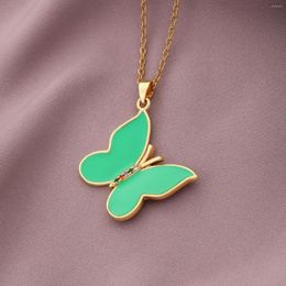 Pendant Necklaces Summer Women Suitable Size Vintage Insect Pure Green Colours Moissanite Butterfly Lover Kawaii Dainty Luxury Neck Chains