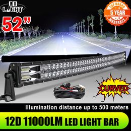 LED Strips CO LIGHT 52 42 32 22 inch Curved LED Light Bar 420W 620W 820W 1020W Flood Spot Combo Led Work Light Bar For Offroad UAZ 12V 24V P230315