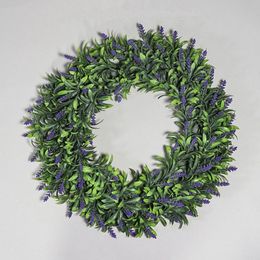 Decorative Flowers & Wreaths Lavender Artificial Wreath Summer Green Garland Outdoor Front Door Indoor Wall Home Window Decor