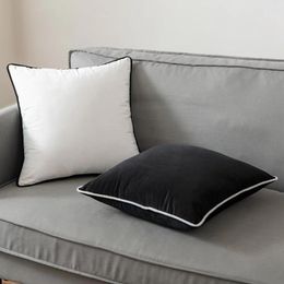 Pillow Case Wabi-sabi Black And White Velvet Hemming Simple Nordic Style Cover 50x50 Modern Light Luxury Cushions