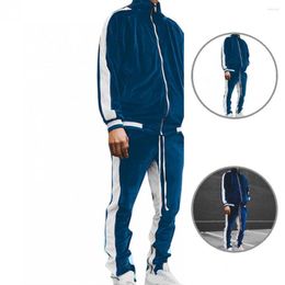 Men's Suits Soft Casual Zipper Male Winter Pants Suit Two-piece Set Men Long For Sports