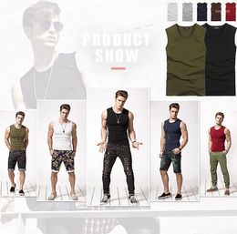 Men's Tank Tops Summer Style Men's Solid Color Casual Stretch Vest Pure Cotton Thin Section Breathable Wide Shoulder V-neck Bottoming