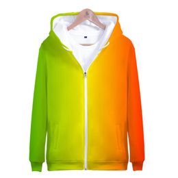 Men's Hoodies & Sweatshirts Zipper 2023 Cap Men/Women Custom Colourful Gradient Hoodie Mens Solid Colour Hooded 3D Zip Up CoatsMen'
