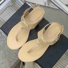 Chanells Leather Channel Design Sandals Cross Fashion Luxury Women High Heels Lace Up Student Casual Slippers 08-0012