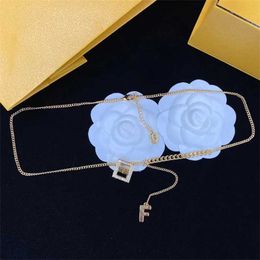 2023 Designer New Fenjia F Rhinestone Letter Twist Light Luxury Brass Material Necklace Female ins Cool Wind Colourless Collar Chain