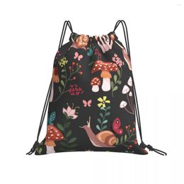 Shopping Bags Drawstring Bag Whimsical Mushrooms Snails Ladybugs Foldable Gym Fitness Backpack Hiking Camping Swimming Sports