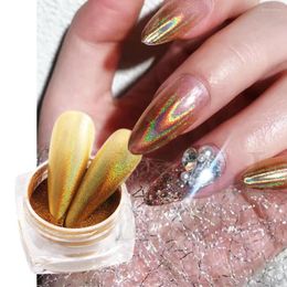 Nail Glitter Holographic Chrome Laser Art Powder Gold Silver Iridescent Metallic Pigment Rub Dust DIY Decorations Manicure LELSH