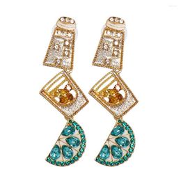 Stud Earrings Dangle For Women Girl Luxury Accessories Vintage Fairy Square Crystal Brincos Christmas Pendant Jewelry Gifts