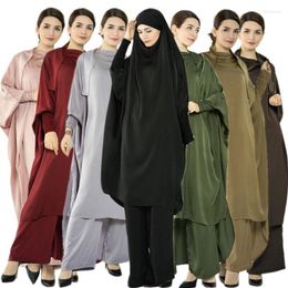 Ethnic Clothing Women Two-Pieces Burqa Dress Traditional Arab Muslim Islamic Jilbab Abaya Kaftan Ramadan EID Casual Robe Pants Outfits