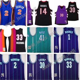 S koszulki do koszykówki 41 Glen 1 Tyrone Rice Msy Larry Dell Johnson Curry Alonzo Chris Mourning Paul Mitchell i Ness Custom S PQVU