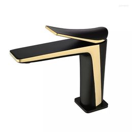 Bathroom Sink Faucets Luxury Brass Faucet High Quality Copper One Hole Handle Basin Mixer Tap Modern Design White Gold Black