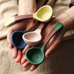 Dinnerware Sets Japanese-style Retro Ceramic Soup Spoon Household High-grade Fine Long-handle Thick