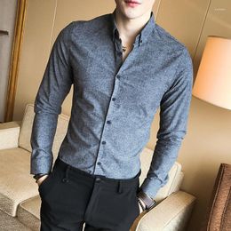 Men's T Shirts Autumn And Winter Brushed Solid Colour Long-sleeved Shirt British Wind Youth Slim