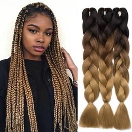 60cm 100g Ombre Jumbo Ultra Braid Hair Yaki Straight 24 Inch Synthetic Braiding Hair Extensions