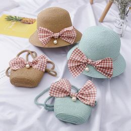 Hats Children's Sun Hat Girls Straw Cute Princess Summer Girl Baby Kids Bowknot Beach Protection For