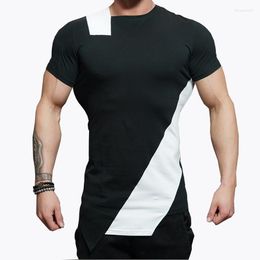 Men's T Shirts Men T-Shirt Clothing Summer Patch Colour White Black O-Neck Casual Printing Short Sleeve Cotton Tee Shirt Tops 005