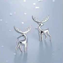 Stud Earrings 925 Sterling Silver Jewellery Fashion Cute Elk Milu Deer For Women Girls Kids Lady Chrismas Gift Brincos ES223