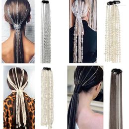 Hair Clips & Barrettes Long With Pearl Tassel Clip Jewellery Metal Chain Pins Bohemia Wedding Bridal AccessoriesHair Stre22