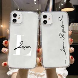 Cell Phone Cases Personalised Custom Name Phone Case For iPhone 13 12 11 pro SE2020 6S 7 8Plus Xs MAX XR 12 Mini Soft Clear TPU Cover Capa Fundas Z0316